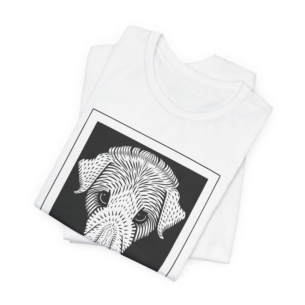 Vintage 1920 Woodcut Dog Portrait Tee | Bold  Monochrome Line Art Print