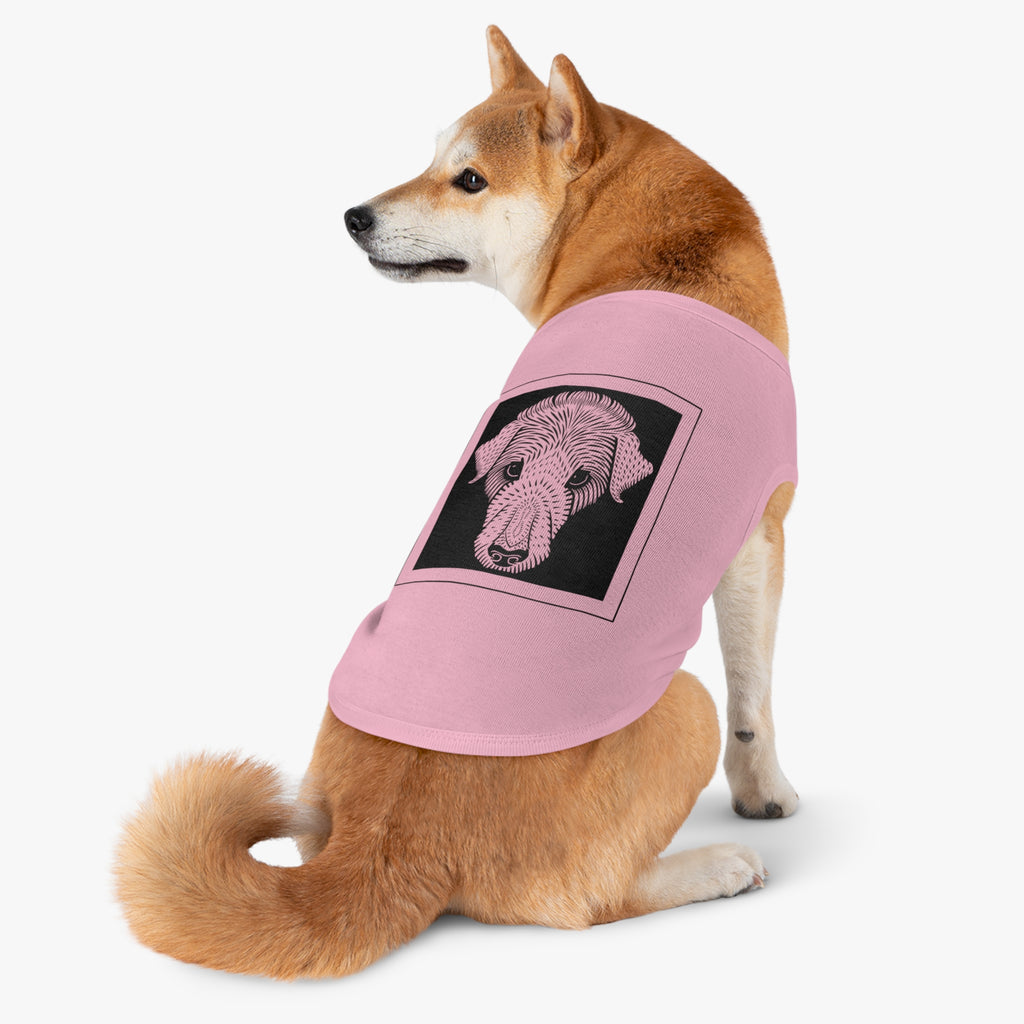 Vintage 1920 Woodcut Dog Portrait Tank Top | Bold Monochrome Line Art Print