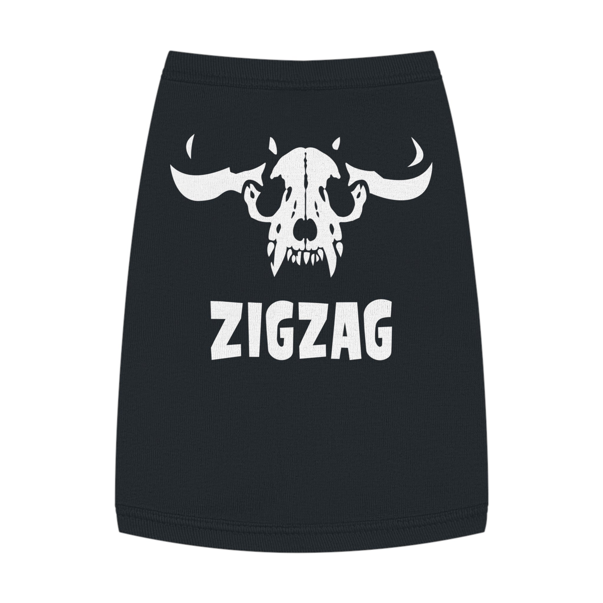 ZIGZAG Horned Dog Skull Pet Tank Top  | Punk Metal Dog T-Shirt for Alternative Pet Parents