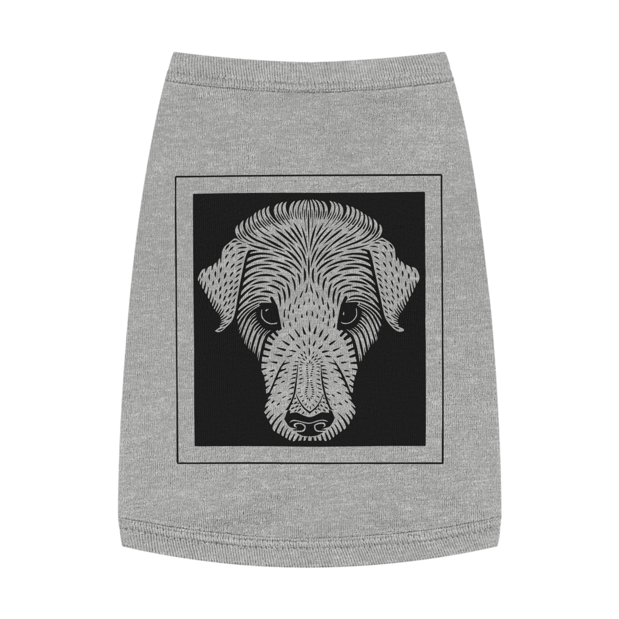 Vintage 1920 Woodcut Dog Portrait Tank Top | Bold Monochrome Line Art Print