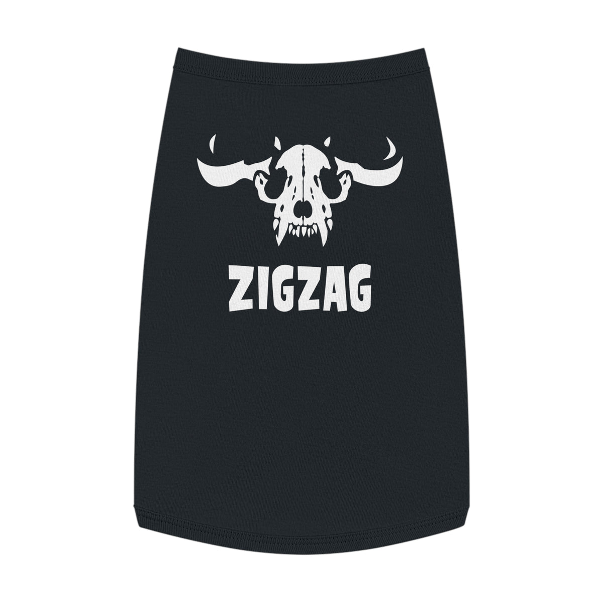 ZIGZAG Horned Dog Skull Pet Tank Top  | Punk Metal Dog T-Shirt for Alternative Pet Parents