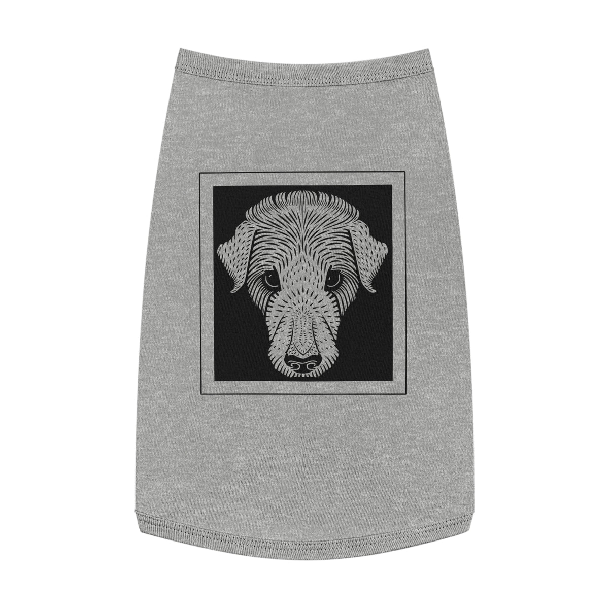 Vintage 1920 Woodcut Dog Portrait Tank Top | Bold Monochrome Line Art Print