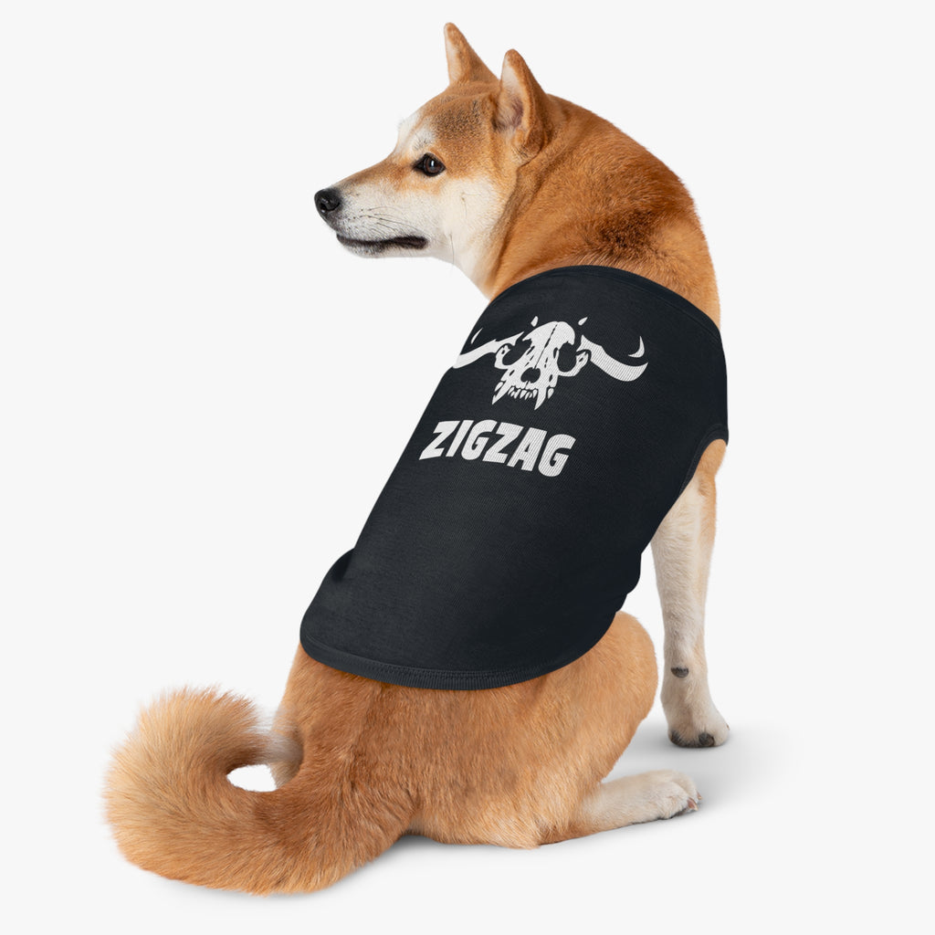 ZIGZAG Horned Dog Skull Pet Tank Top  | Punk Metal Dog T-Shirt for Alternative Pet Parents