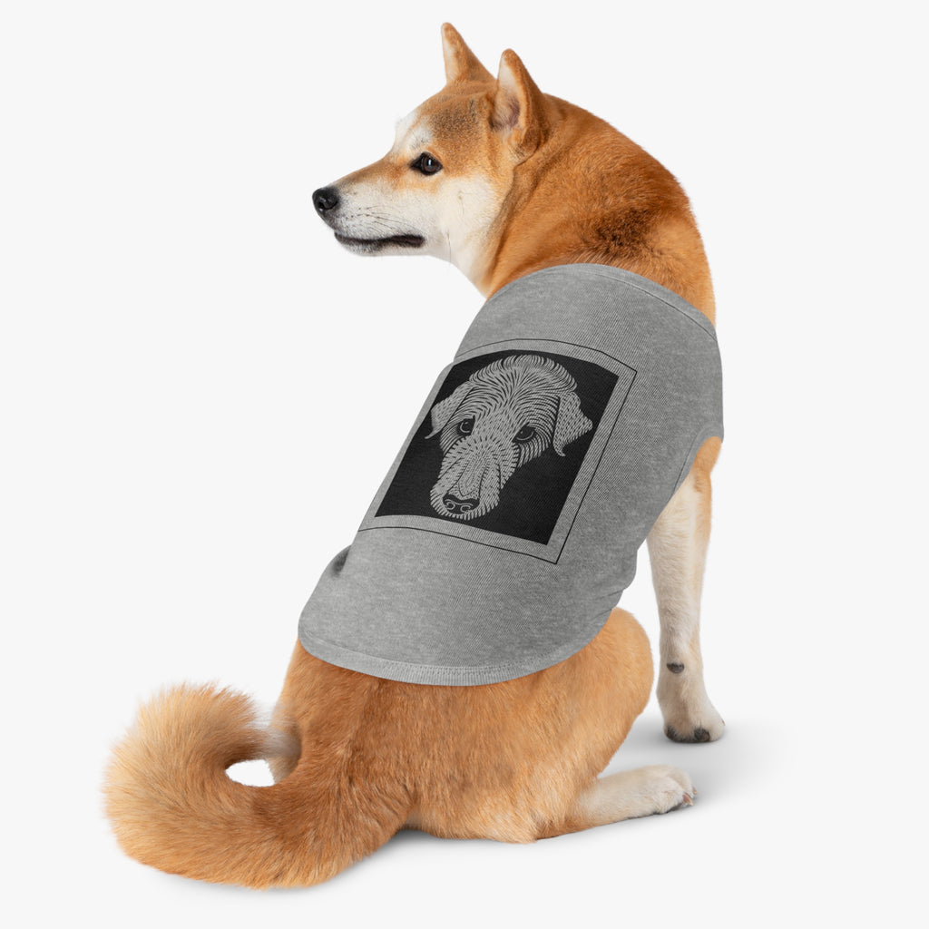 Vintage 1920 Woodcut Dog Portrait Tank Top | Bold Monochrome Line Art Print