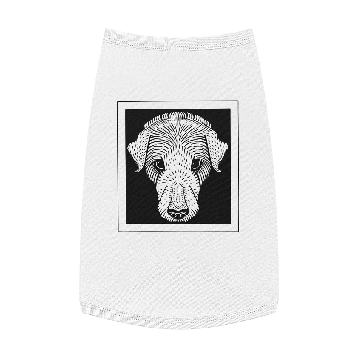 Vintage 1920 Woodcut Dog Portrait Tank Top | Bold Monochrome Line Art Print