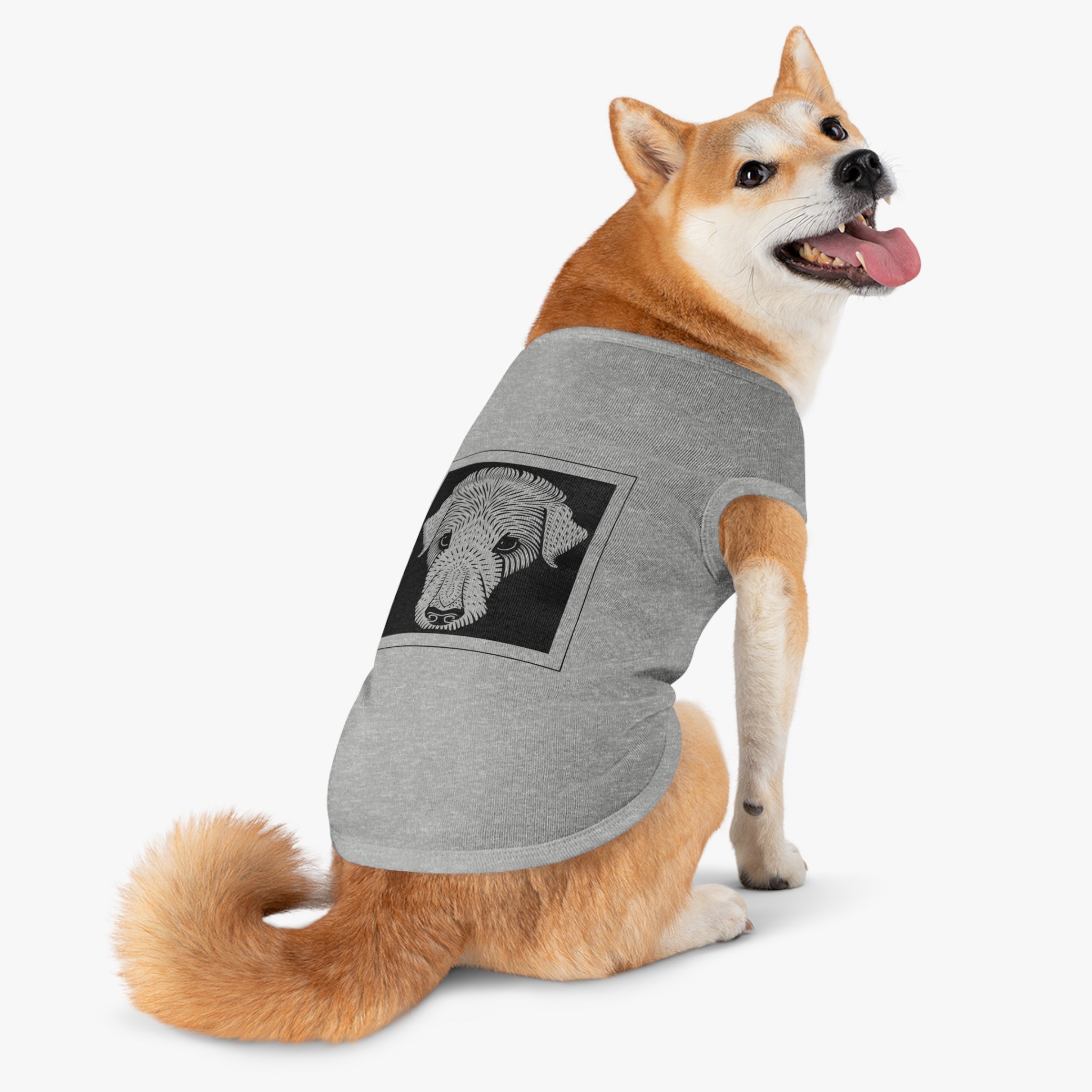 Vintage 1920 Woodcut Dog Portrait Tank Top | Bold Monochrome Line Art Print