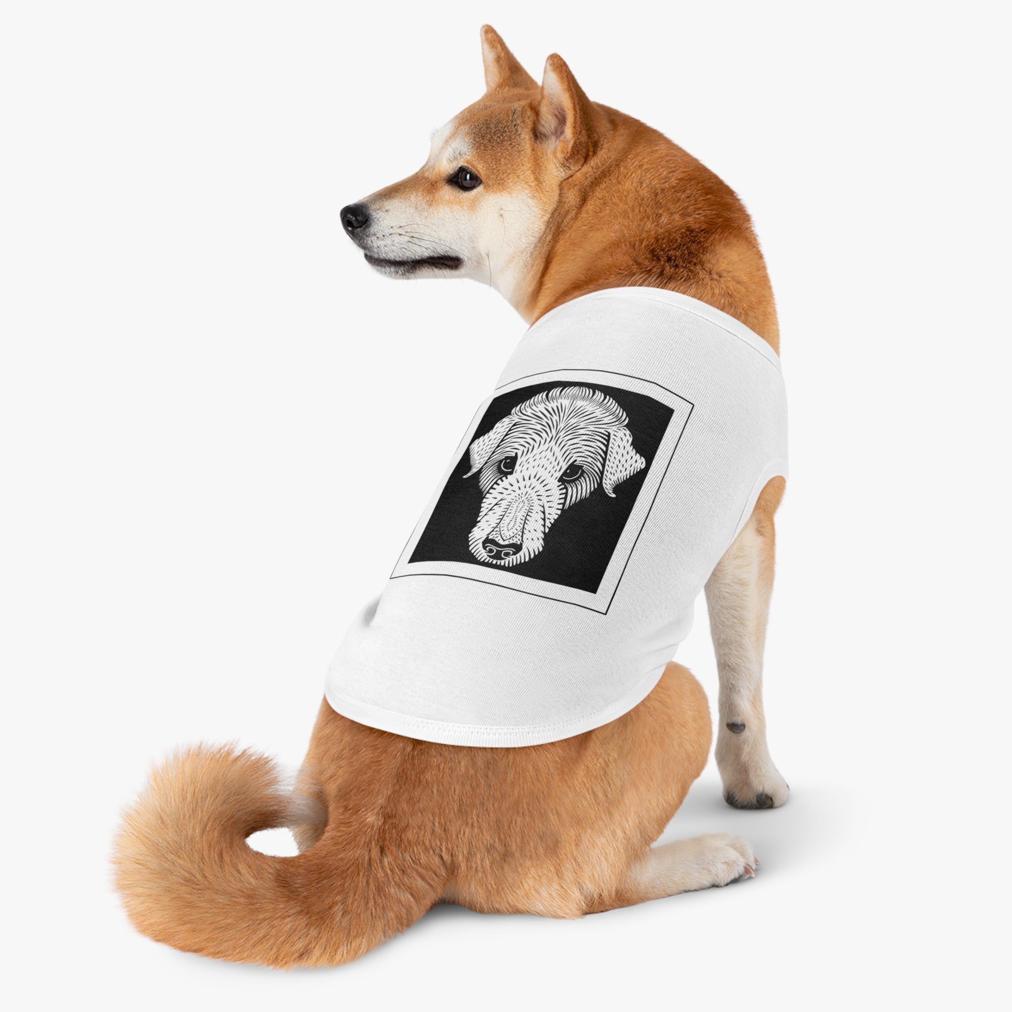 Vintage 1920 Woodcut Dog Portrait Tank Top | Bold Monochrome Line Art Print