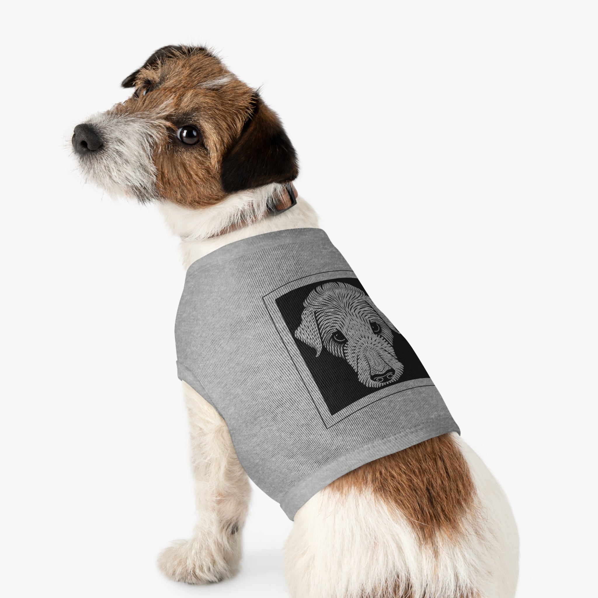 Vintage 1920 Woodcut Dog Portrait Tank Top | Bold Monochrome Line Art Print