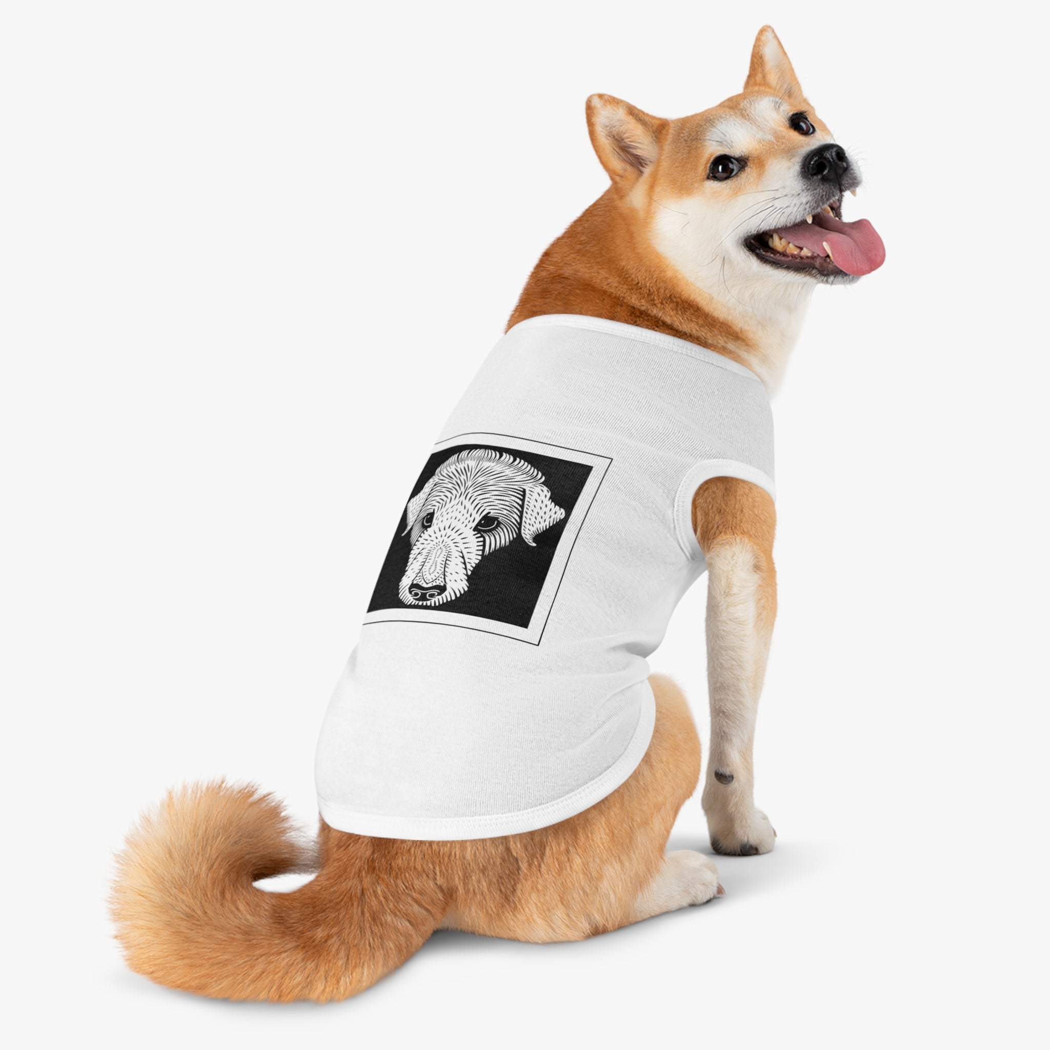 Vintage 1920 Woodcut Dog Portrait Tank Top | Bold Monochrome Line Art Print