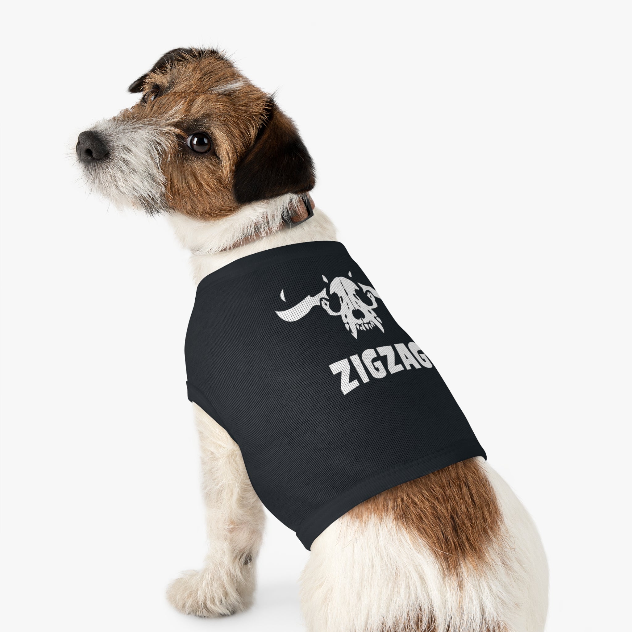 ZIGZAG Horned Dog Skull Pet Tank Top  | Punk Metal Dog T-Shirt for Alternative Pet Parents
